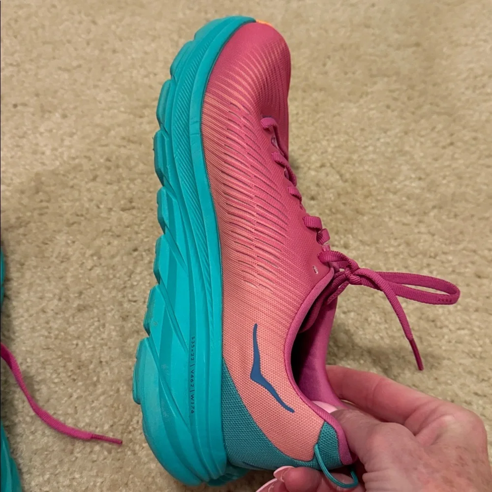 Hoka One Pink and Teal Athletic Shoes - Picture 4 of 4